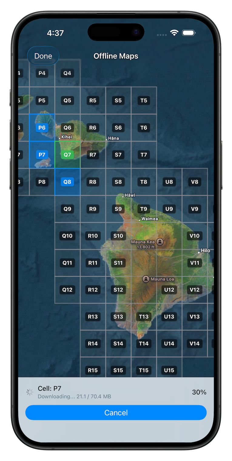 Offline map download in progress