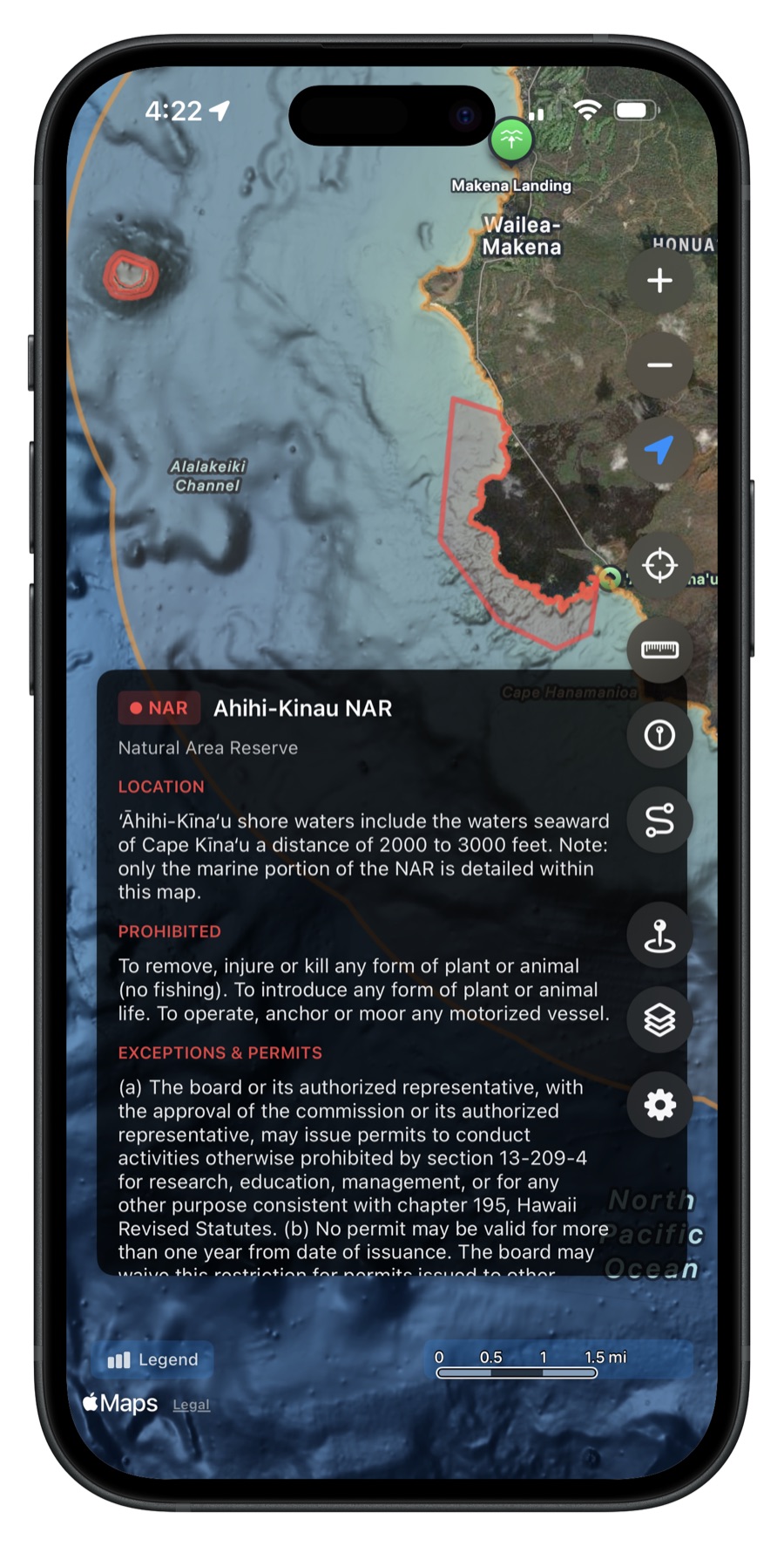 Fishing zone details for Ahihi-Kinau NAR