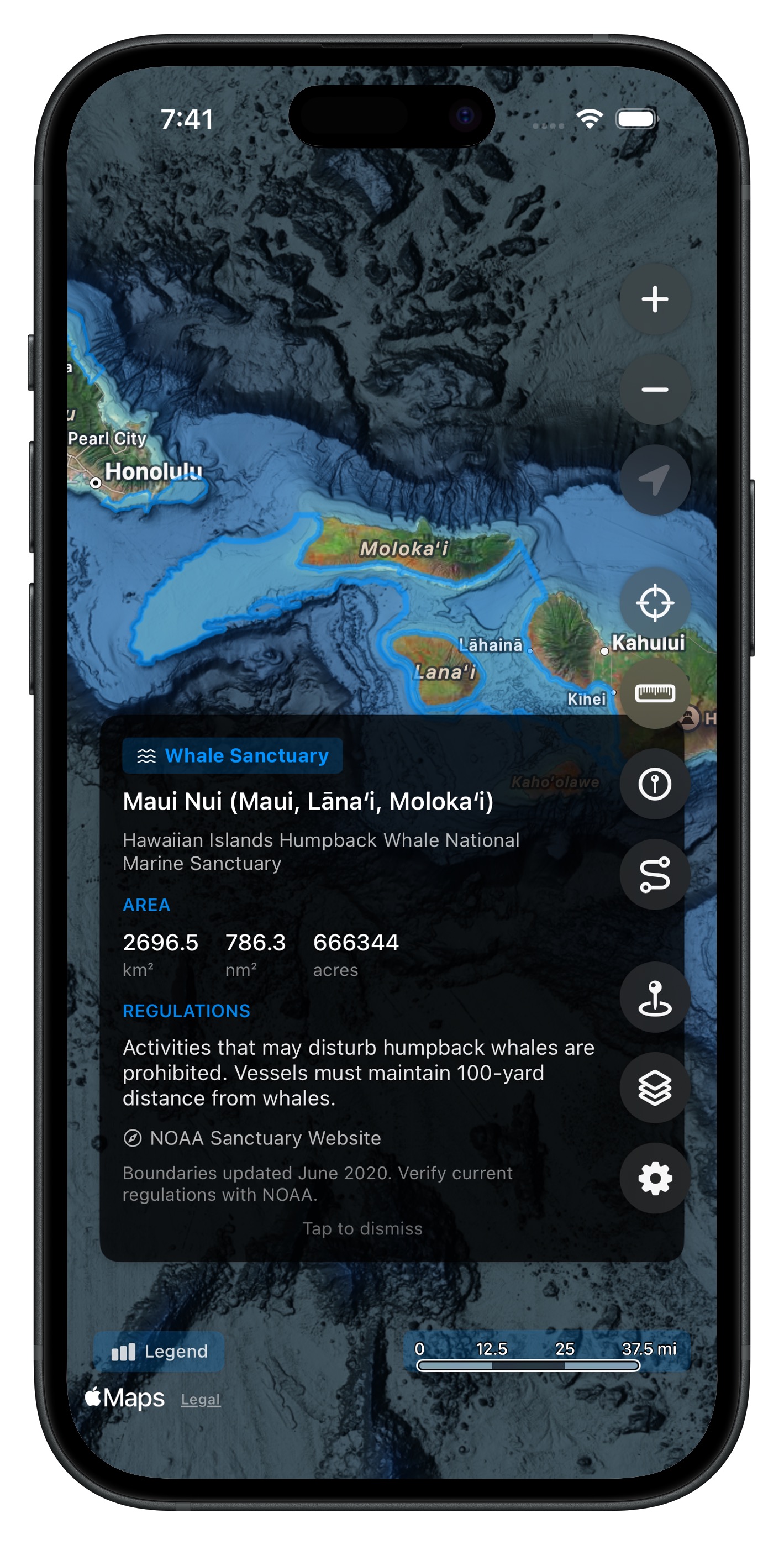 Humpback whale sanctuary boundaries on the map